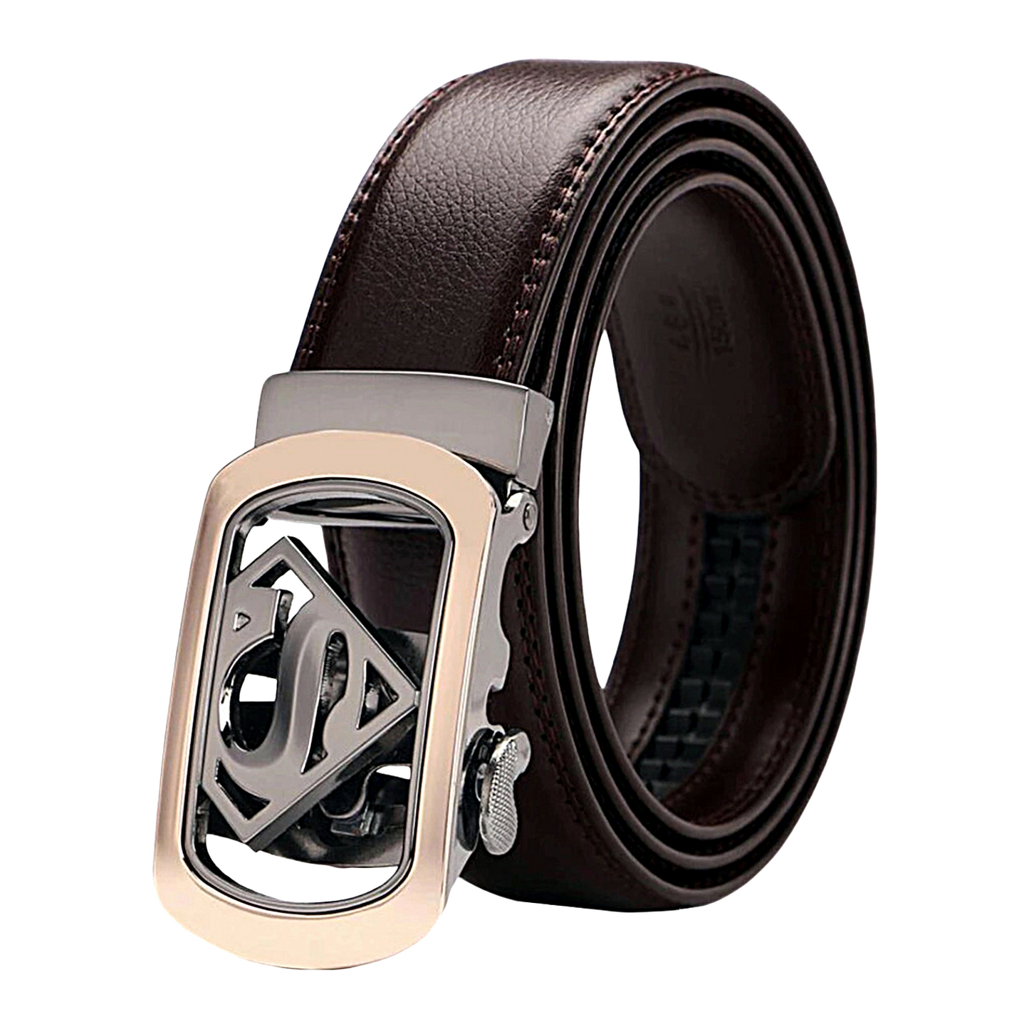 QHA Men's Ratchet Leather Belt – 35mm, Automatic Buckle, No Holes, 5 Colours Q07