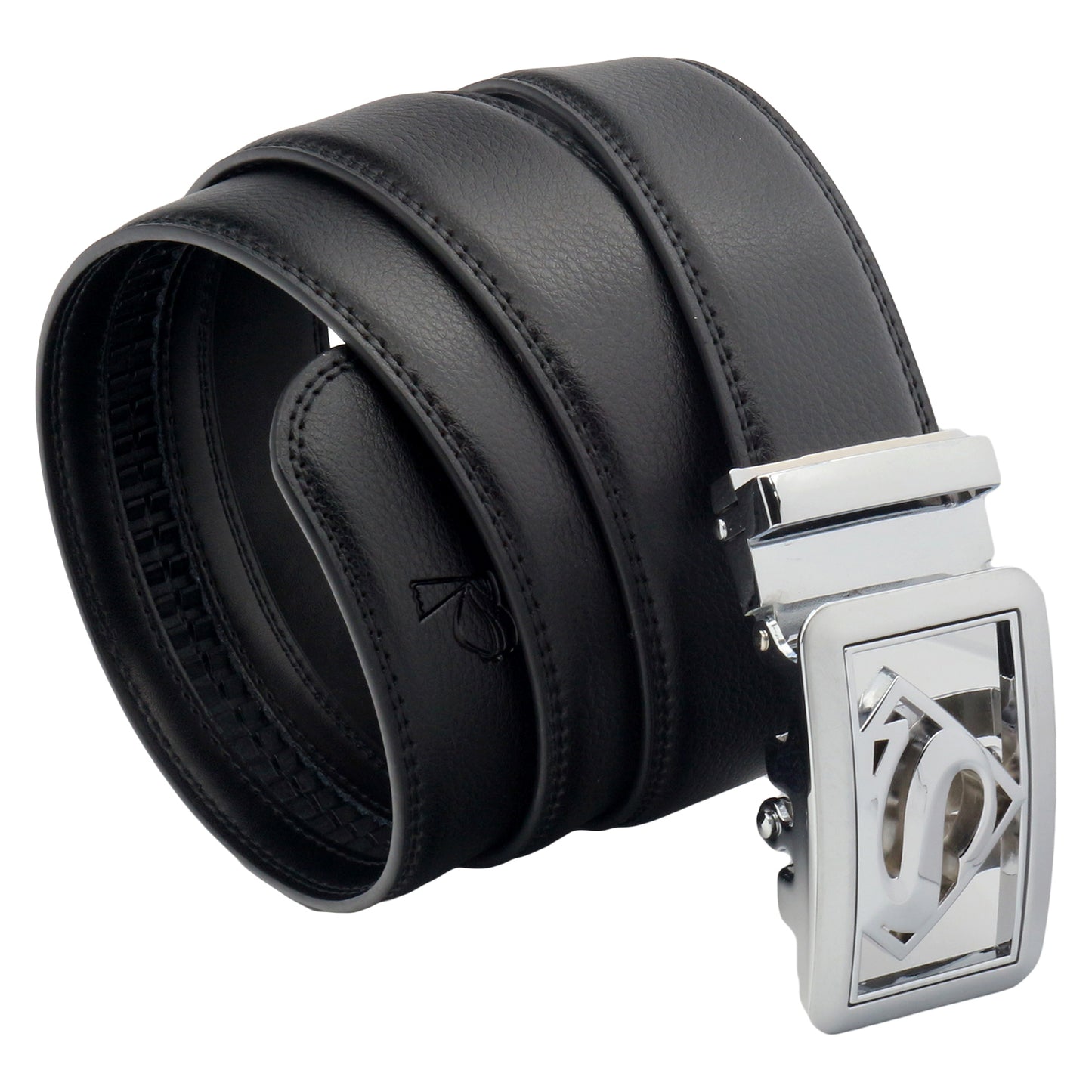 QHA Mens Ratchet Leather Belt Superhero Automatic Buckle 35mm Wide in Gift Box BX07