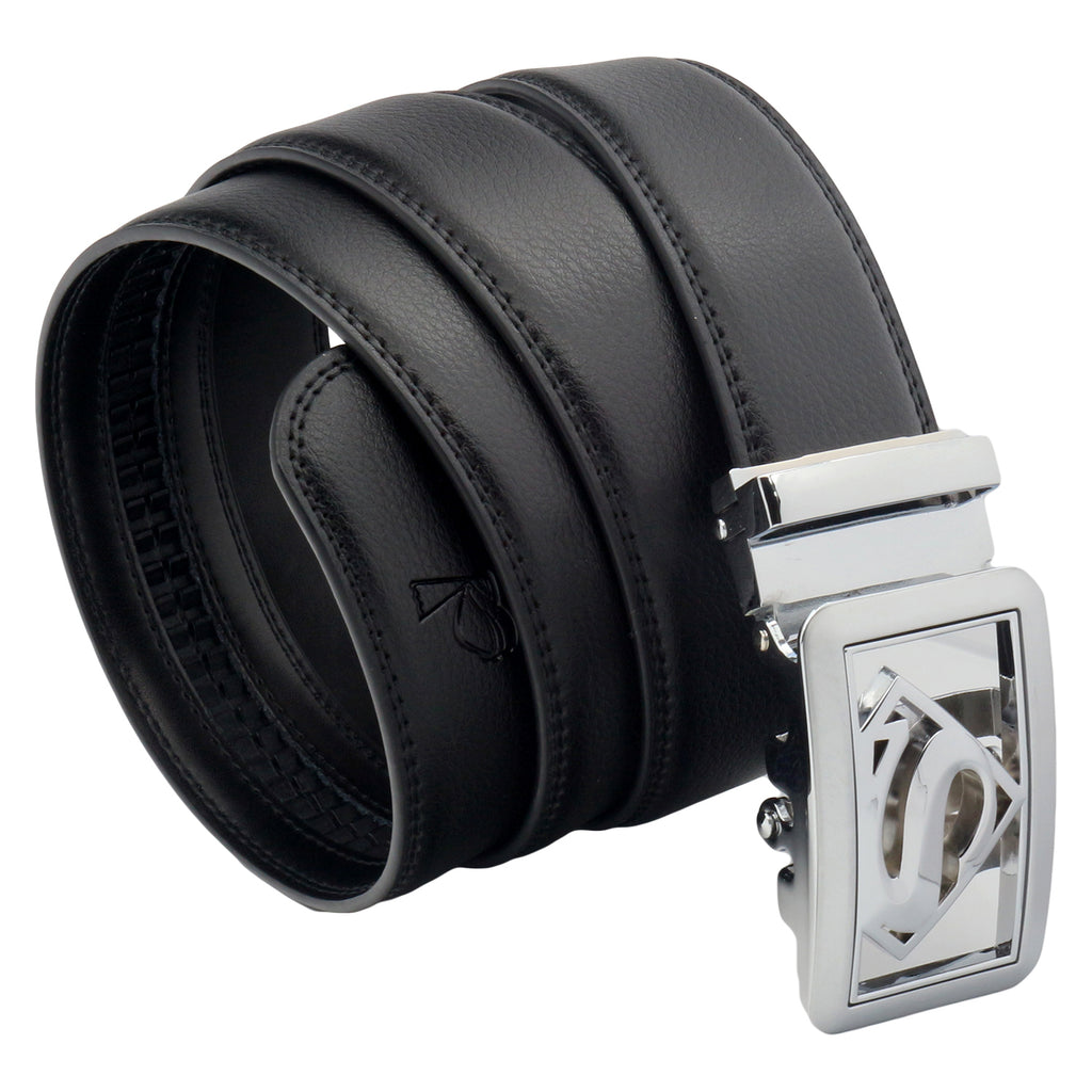 QHA Mens Superman Leather Belts Superhero Automatic Ratchet Belt Buckle Men Q07