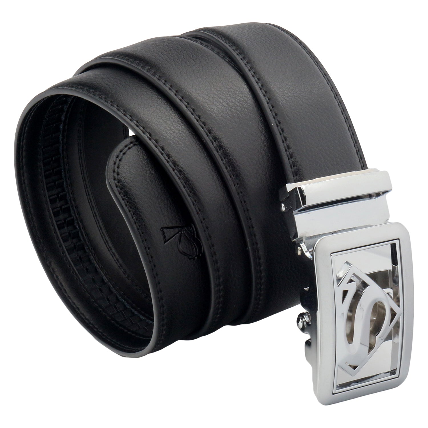 QHA Mens Superman Leather Belts Superhero Automatic Ratchet Belt Buckle Men Q07