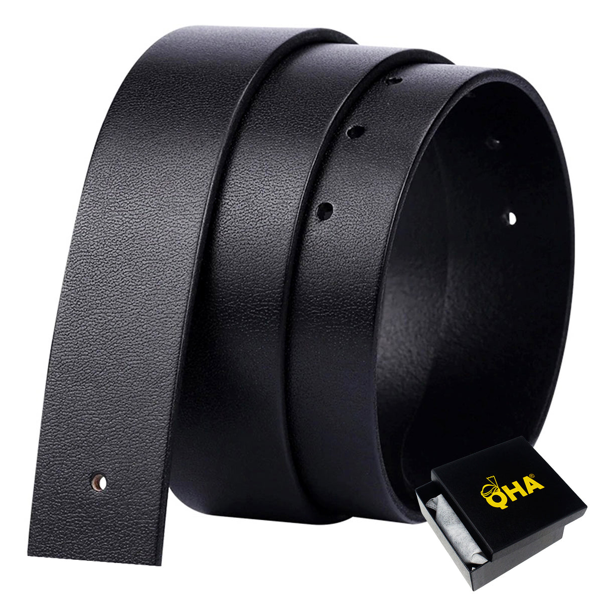 Sangle de ceinture de rechange QHA en cuir pleine fleur pour homme, sans boucle, pour jeans, Q08