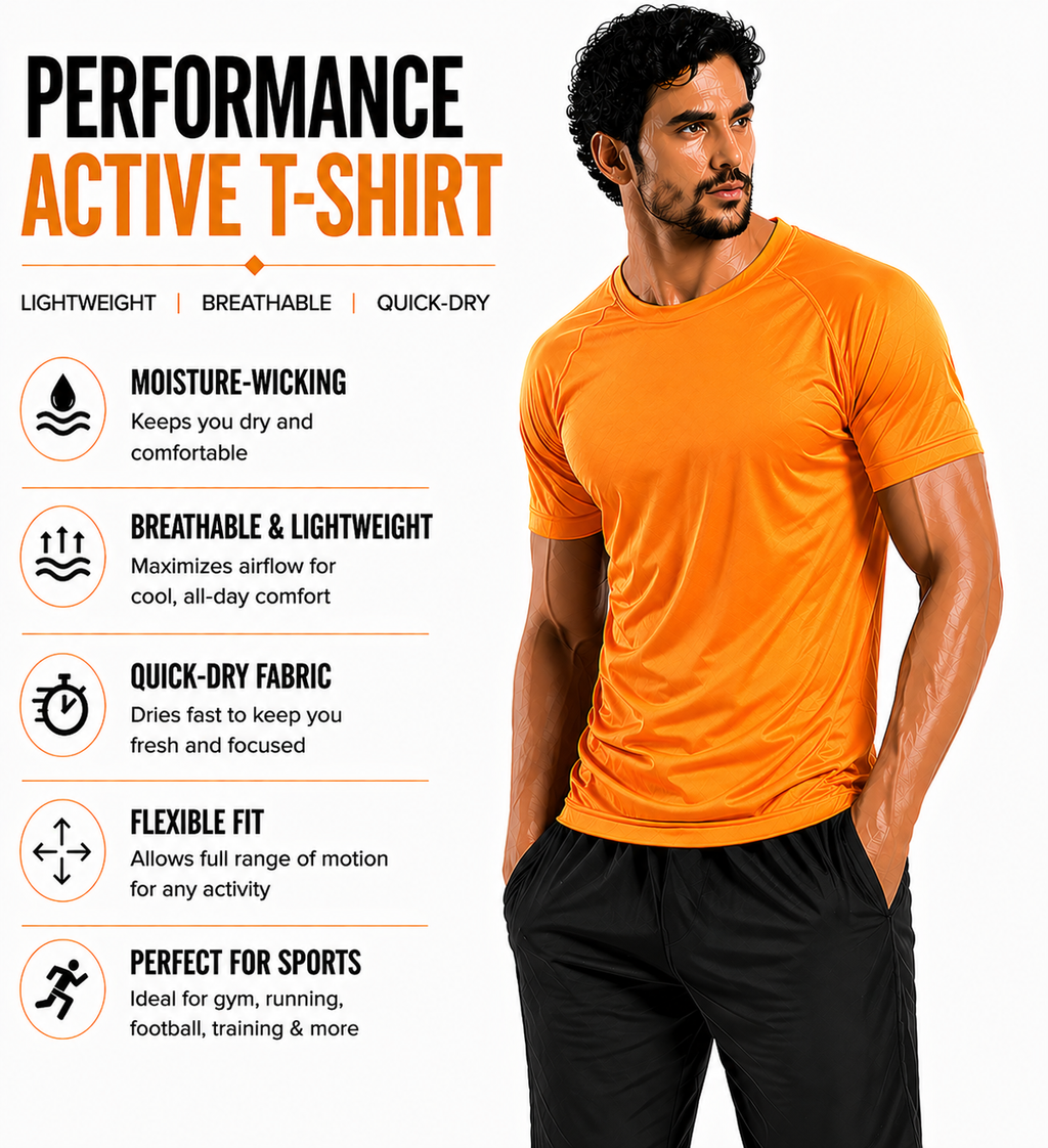 Mens Gym T-Shirt Moisture Wicking Sports Running Training Breathable Tee - QHA UK