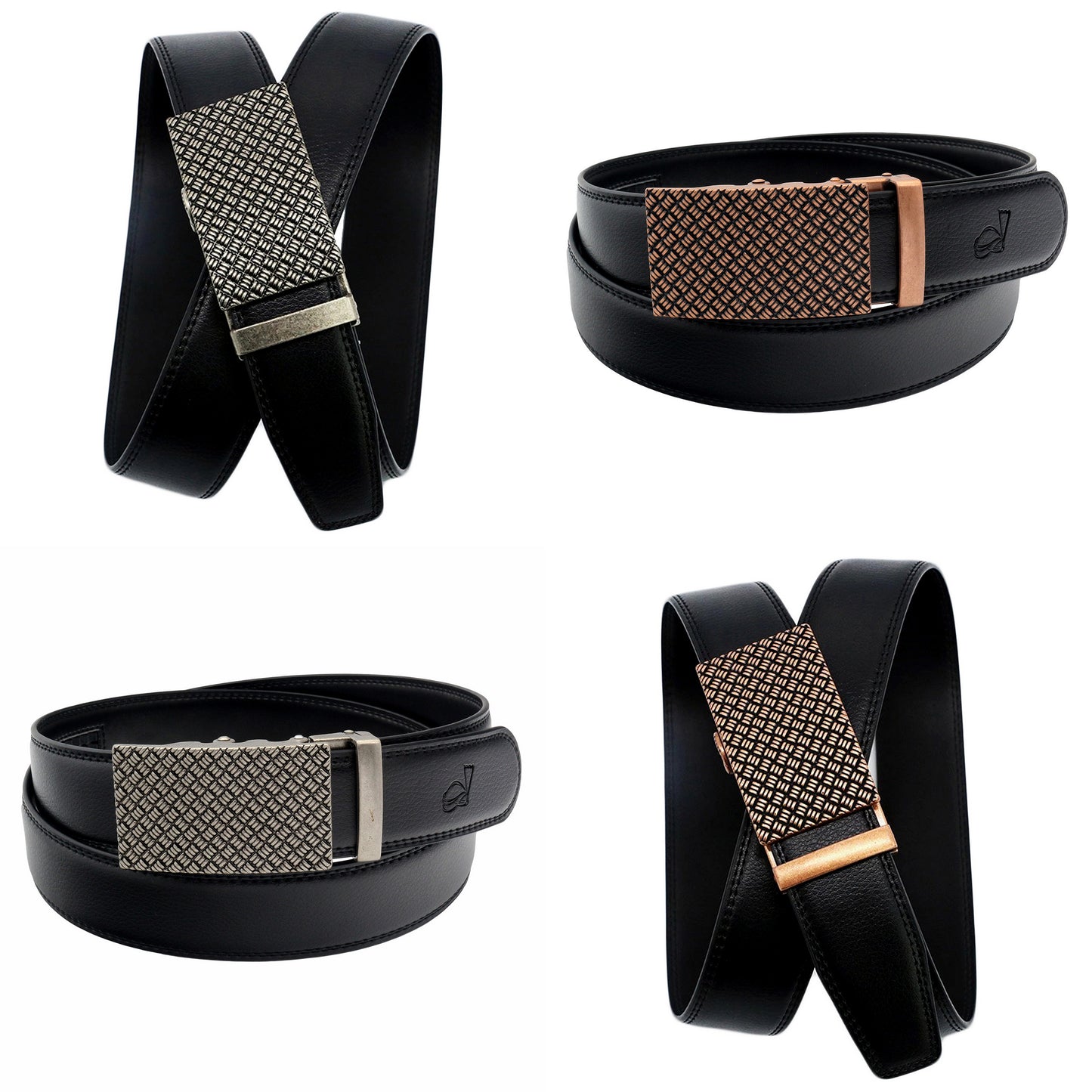 QHA Mens Ratchet Leather Belt Automatic Buckle 35mm Wide Q13