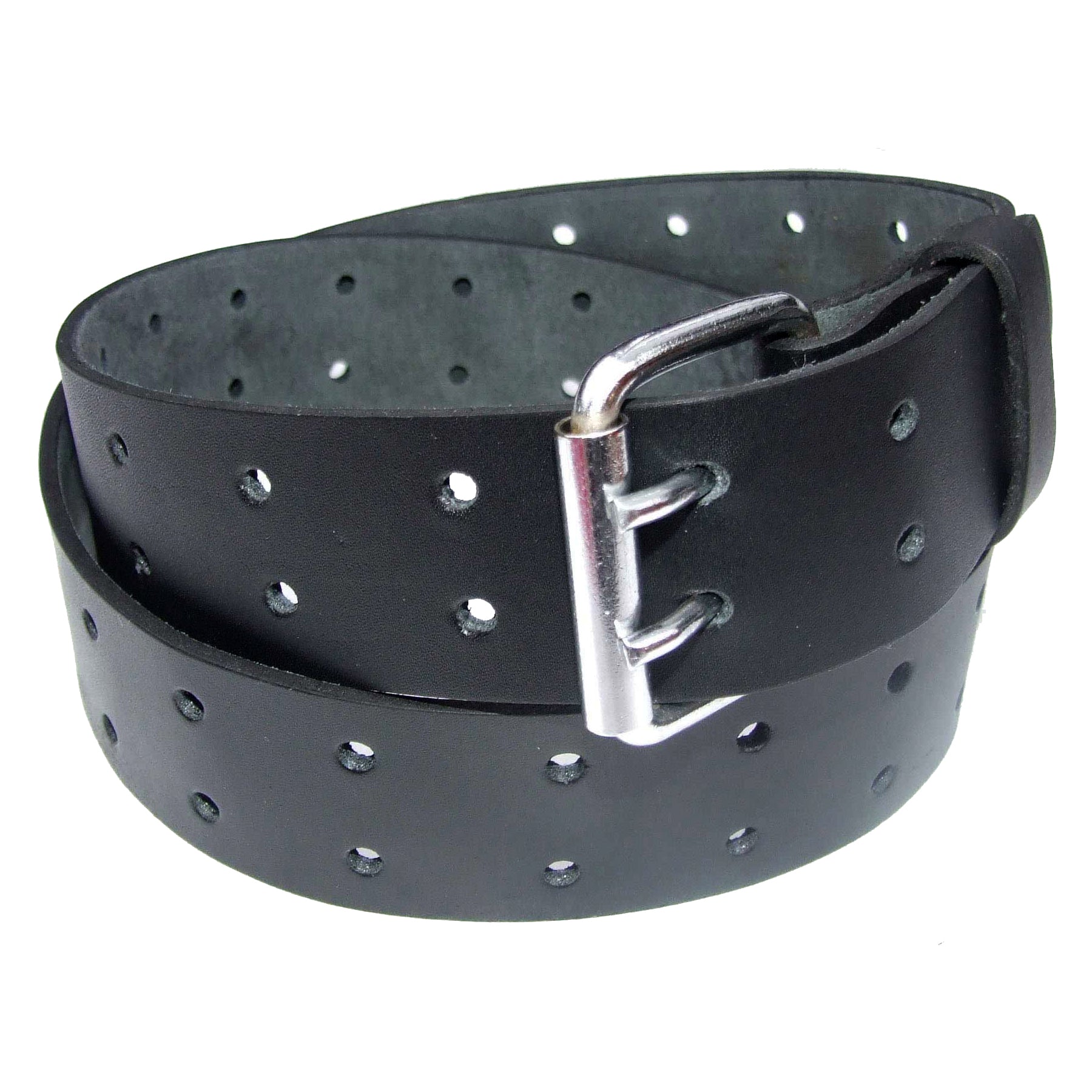 QHA Mens Real Leather Belt for Jeans with Double Pin Buckle Full Grain Cowhide Q17