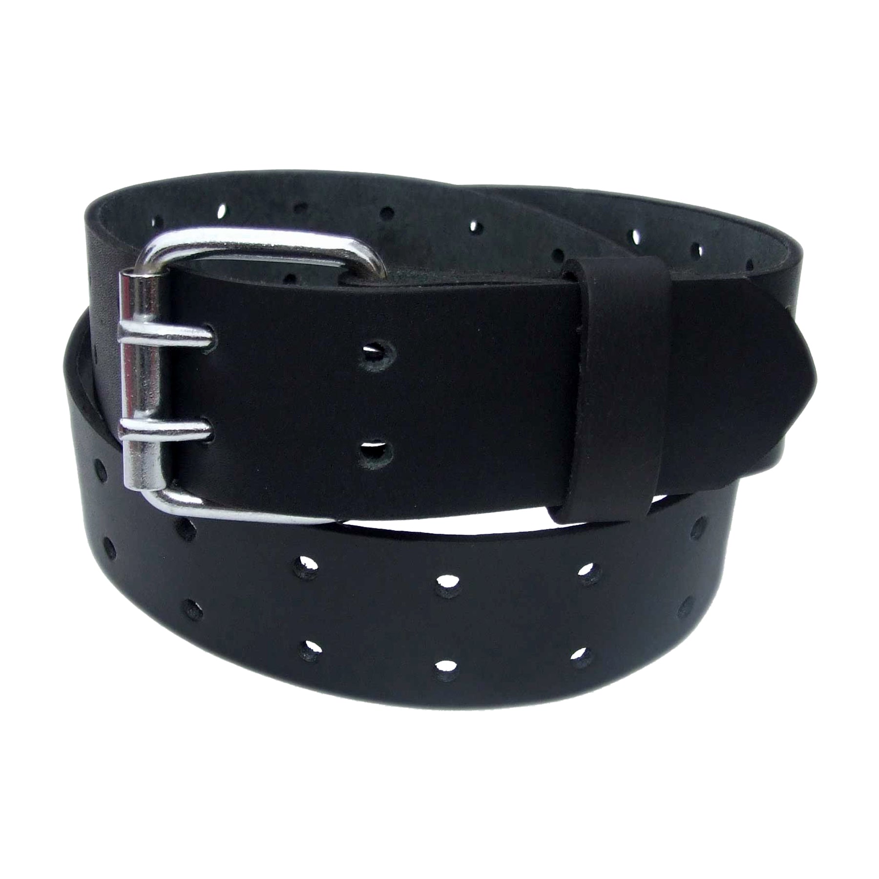 QHA Mens Real Leather Belt for Jeans with Double Pin Buckle Full Grain Cowhide Q17