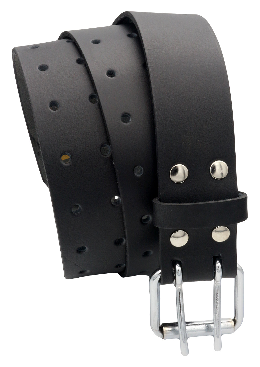 QHA Mens Real Leather Belt for Jeans with Double Pin Buckle Full Grain Cowhide Q17