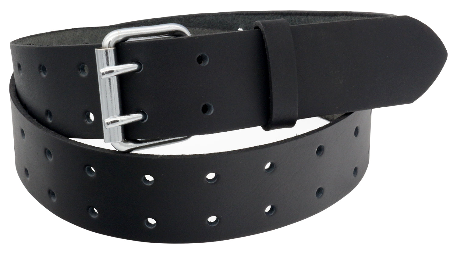 QHA Mens Real Leather Belt for Jeans with Double Pin Buckle Full Grain Cowhide Q17