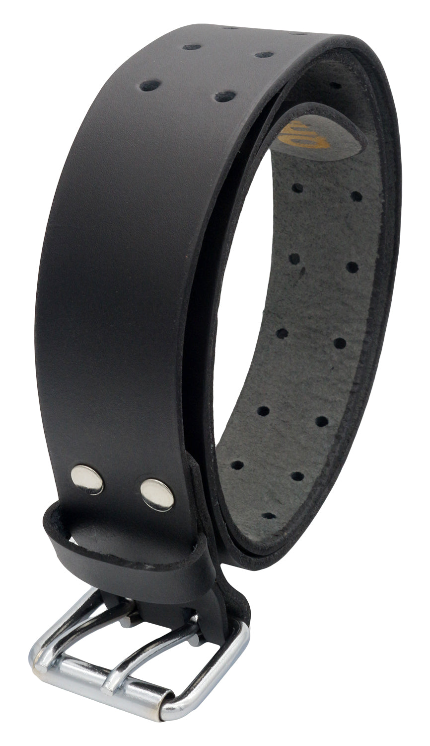 QHA Mens Real Leather Belt for Jeans with Double Pin Buckle Full Grain Cowhide Q17