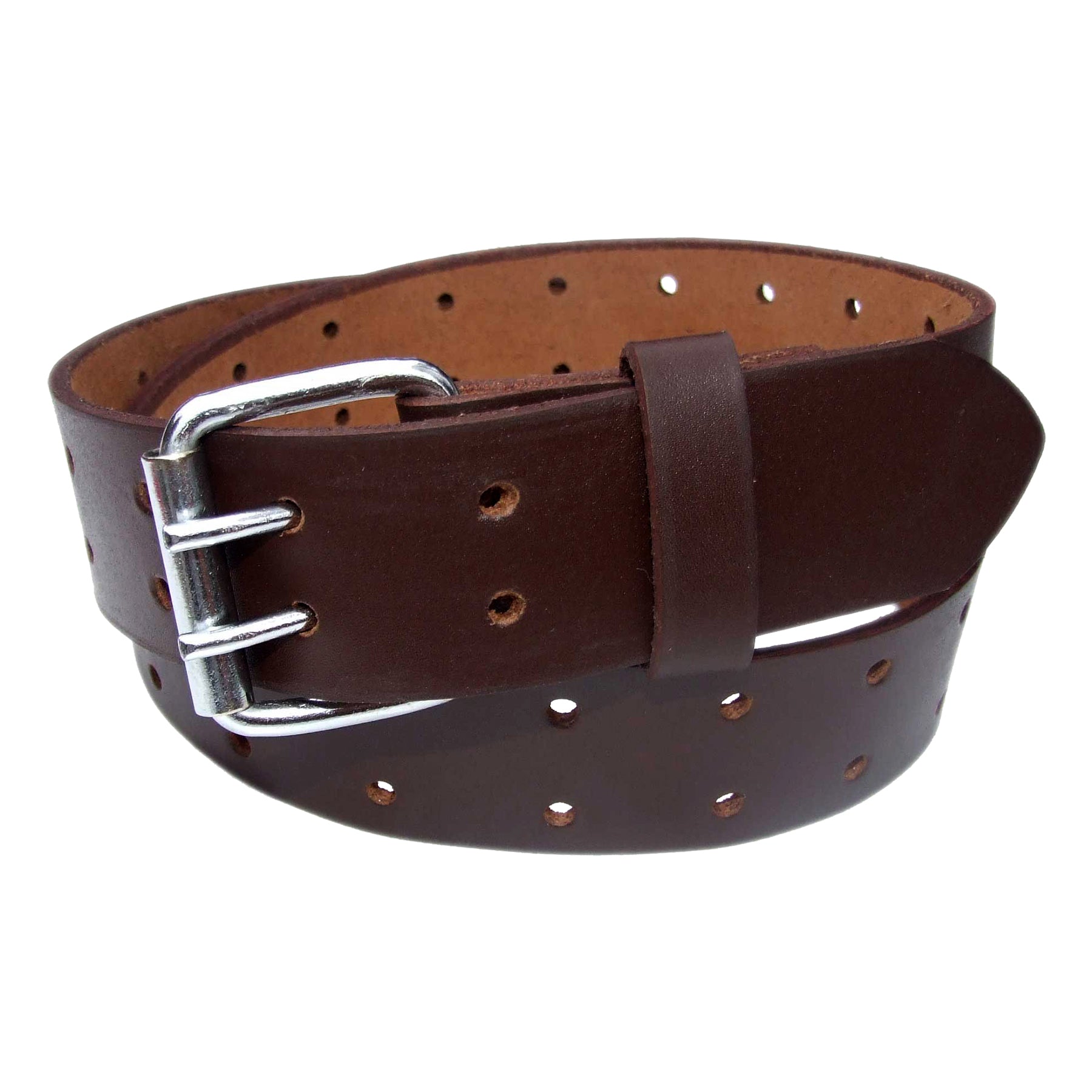 QHA Mens Real Leather Belt for Jeans with Double Pin Buckle Full Grain Cowhide Q17