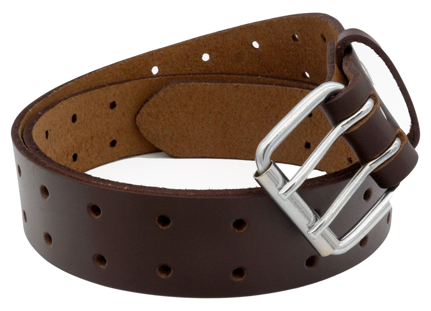 QHA Mens Real Leather Belt for Jeans with Double Pin Buckle Full Grain Cowhide Q17