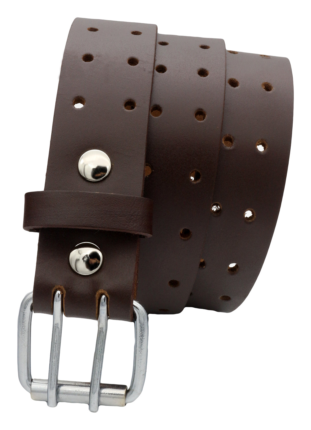 QHA Mens Real Leather Belt for Jeans with Double Pin Buckle Full Grain Cowhide Q17