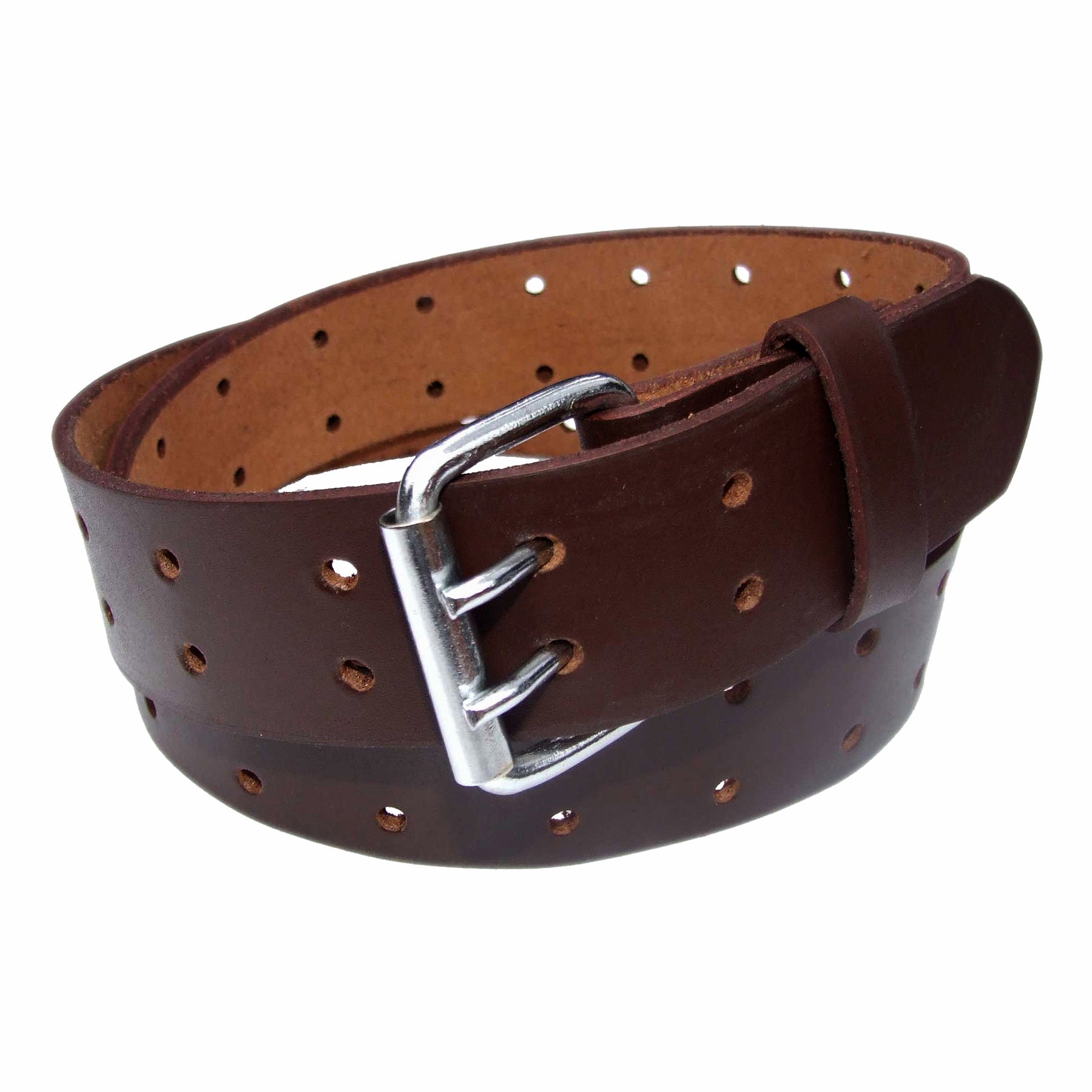 QHA Mens Real Leather Belt for Jeans with Double Pin Buckle Full Grain Cowhide Q17