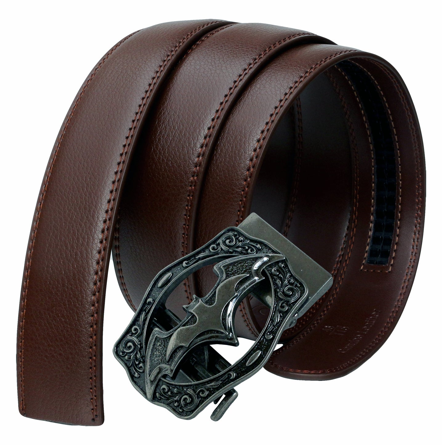 QHA Mens Ratchet Leather Belt Bat Automatic Buckle 35mm Wide Q18