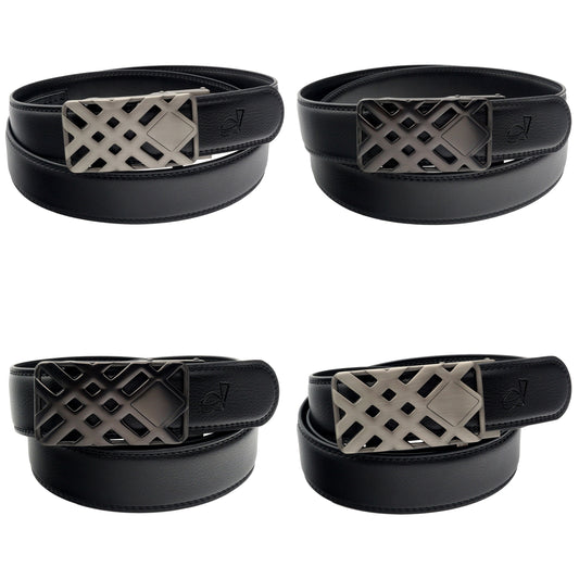 QHA Mens Ratchet Leather Belt Designer Automatic Buckle 35mm Wide Q23
