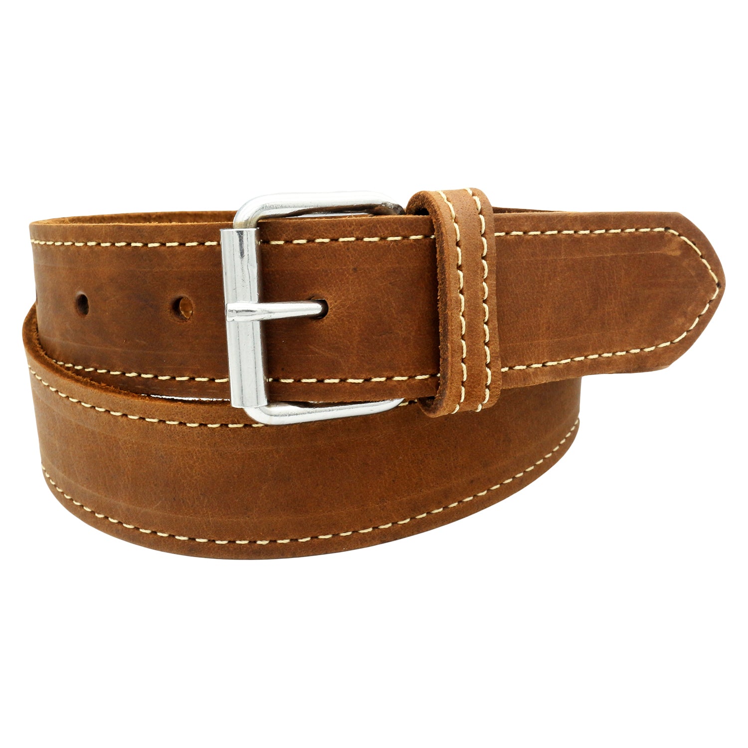 QHA Mens Real Leather Belt Full Grain Strap with Pin Buckle 38mm Wide Q24