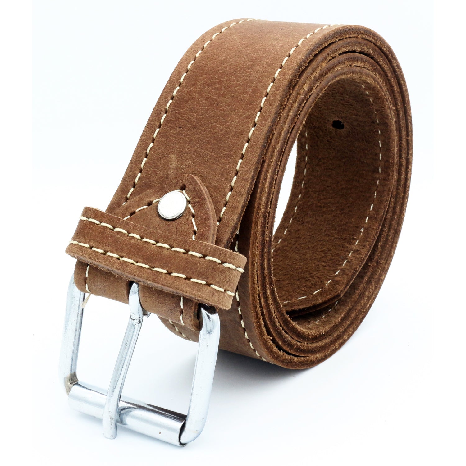 QHA Mens Real Leather Belt Full Grain Strap with Pin Buckle 38mm Wide Q24