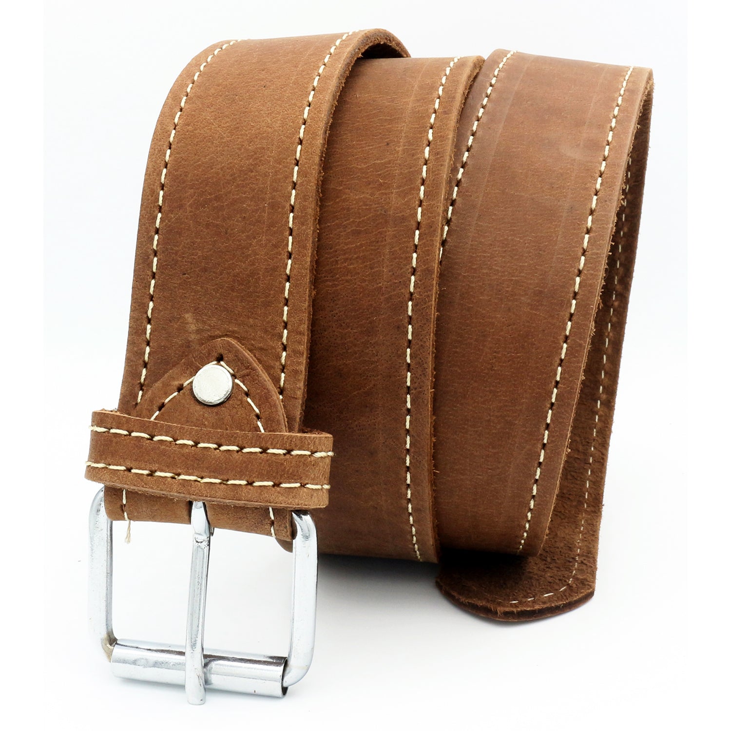 QHA Mens Real Leather Belt Full Grain Strap with Pin Buckle 38mm Wide Q24