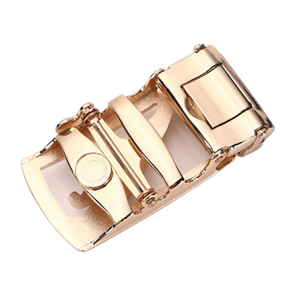 QHA Mens Ratchet Leather Belt – Gold Jaguar Buckle 35mm Q31