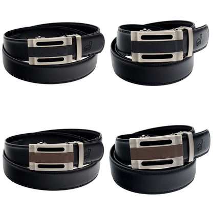 Mens Ratchet Belt Leather Automatic Buckle 35mm Adjustable No Holes UK Q33 - QHA UK