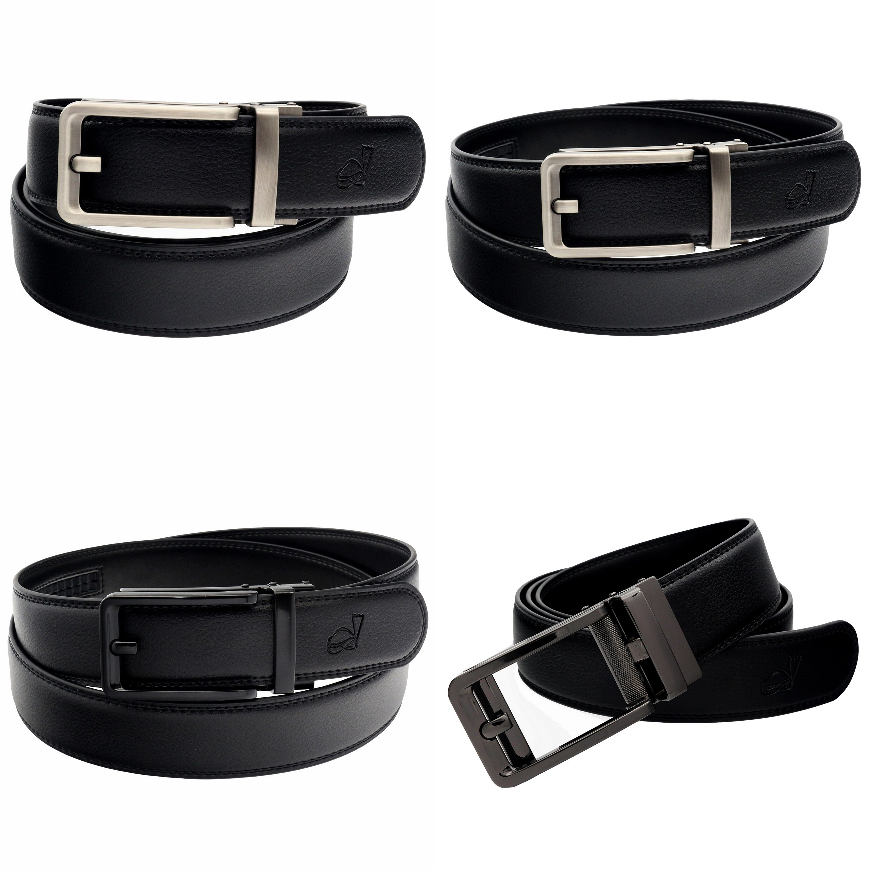 QHA Mens Ratchet Leather Belt Automatic Buckle 35mm Wide Q35