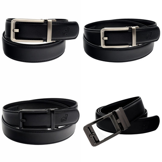 QHA Mens Ratchet Leather Belt Automatic Buckle 35mm Wide Q35