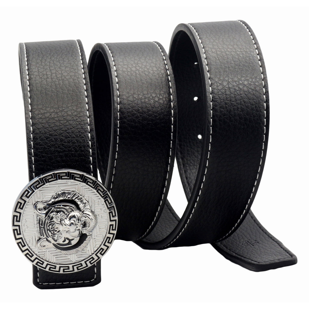 Ceinture en cuir QHA pour homme, pour jeans, avec boucle à motif tigre, largeur 38 mm, Q36