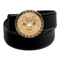 QHA Mens 38mm Leather Belt for Jeans, Sculpted Tiger Head Buckle Q40