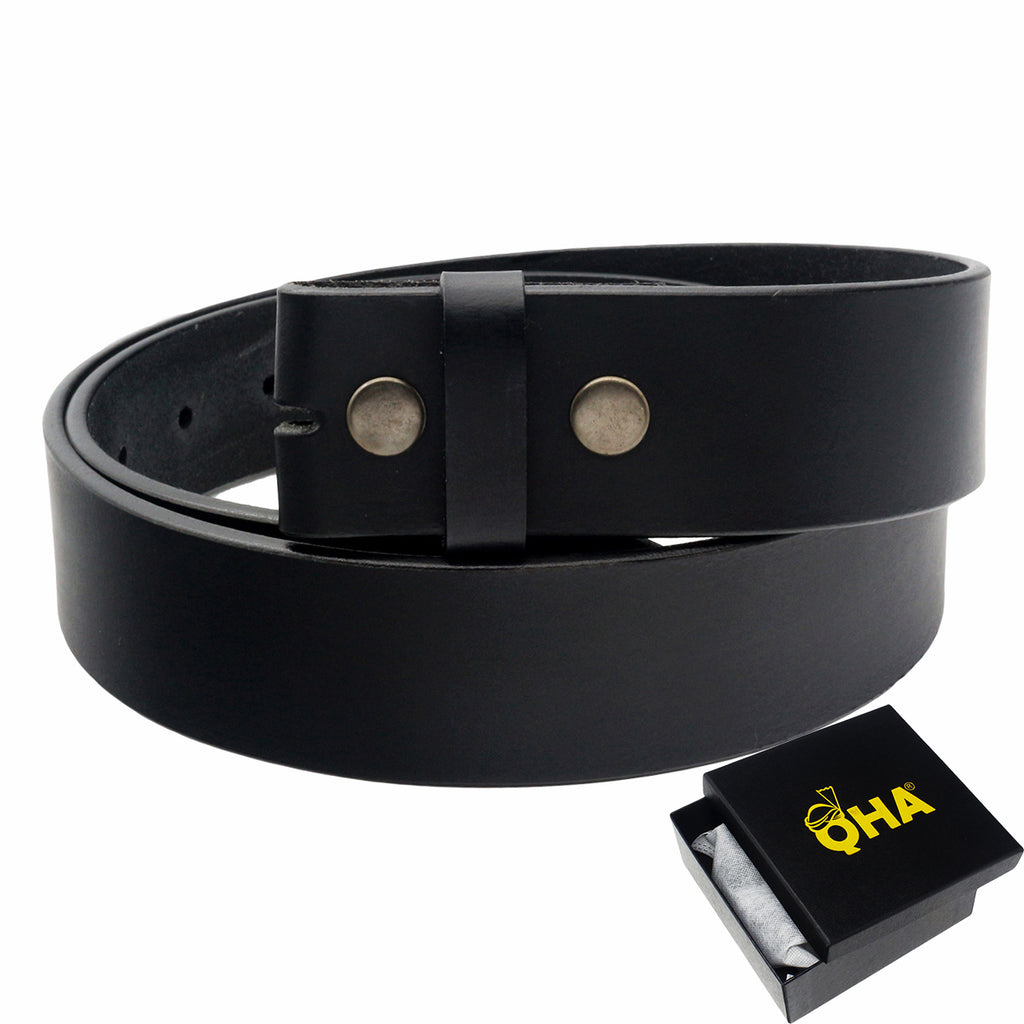 QHA 38mm Unisex Full Grain Leather Belt Strap, Replacement, Snap On, Q45