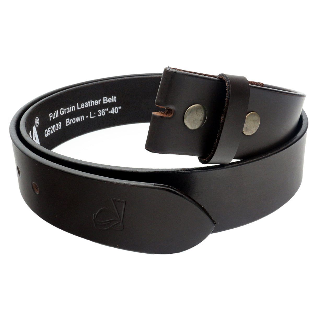 QHA Mens Real Leather Snap on Belt Strap Without Buckle Top Grain Cowhide Q45