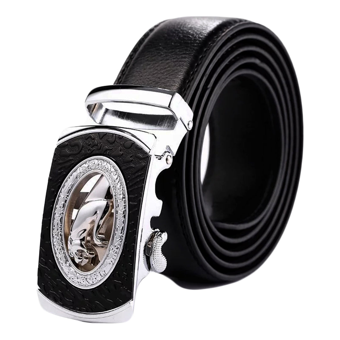 QHA Mens Ratchet Leather Belt Automatic Buckle 35mm Wide Q46