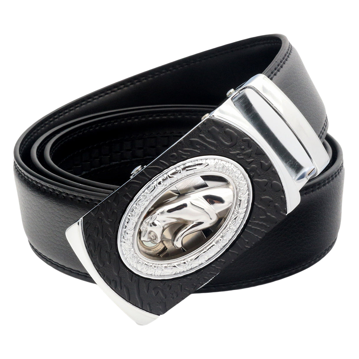 QHA Mens Ratchet Leather Belt Automatic Buckle 35mm Wide Q46