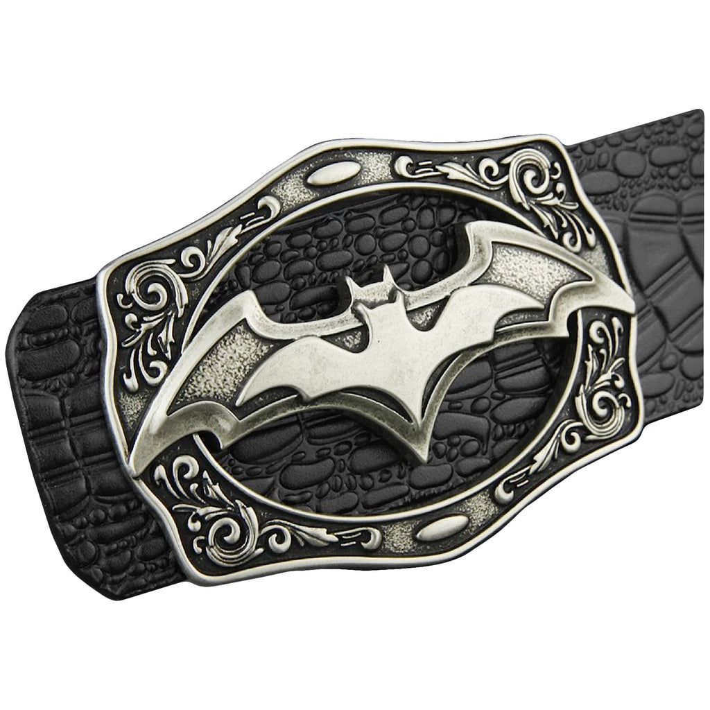 Ceinture en cuir QHA pour homme, motif Batman, boucle chauve-souris, largeur 38 mm, Q49