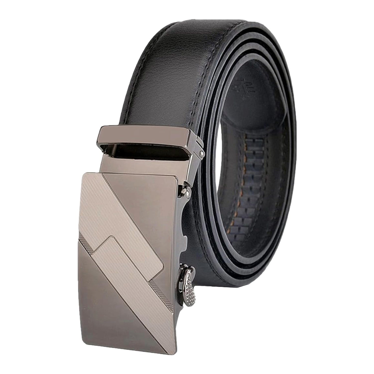 QHA Mens Black Ratchet Leather Belt With Automatic Buckle Q5082