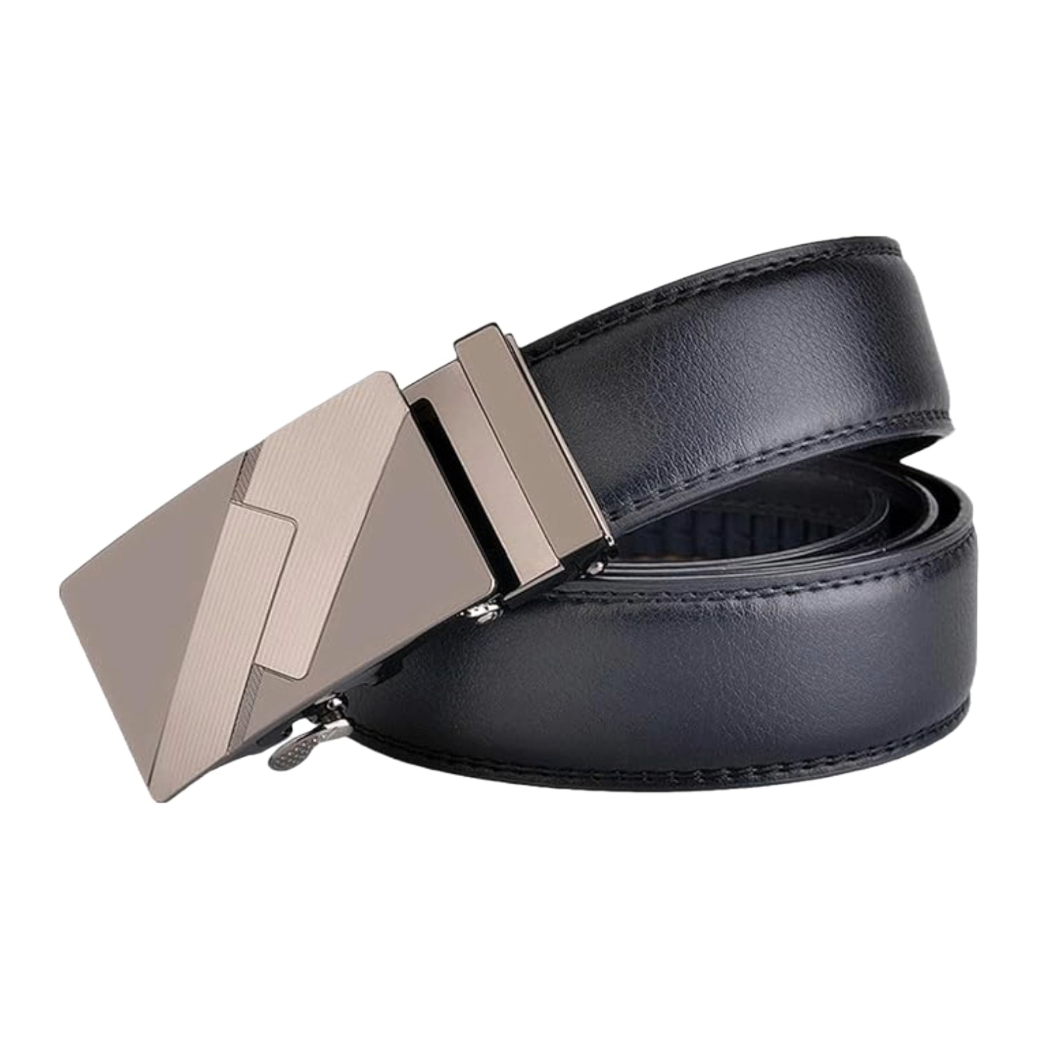 QHA Mens Black Ratchet Leather Belt With Automatic Buckle Q5082