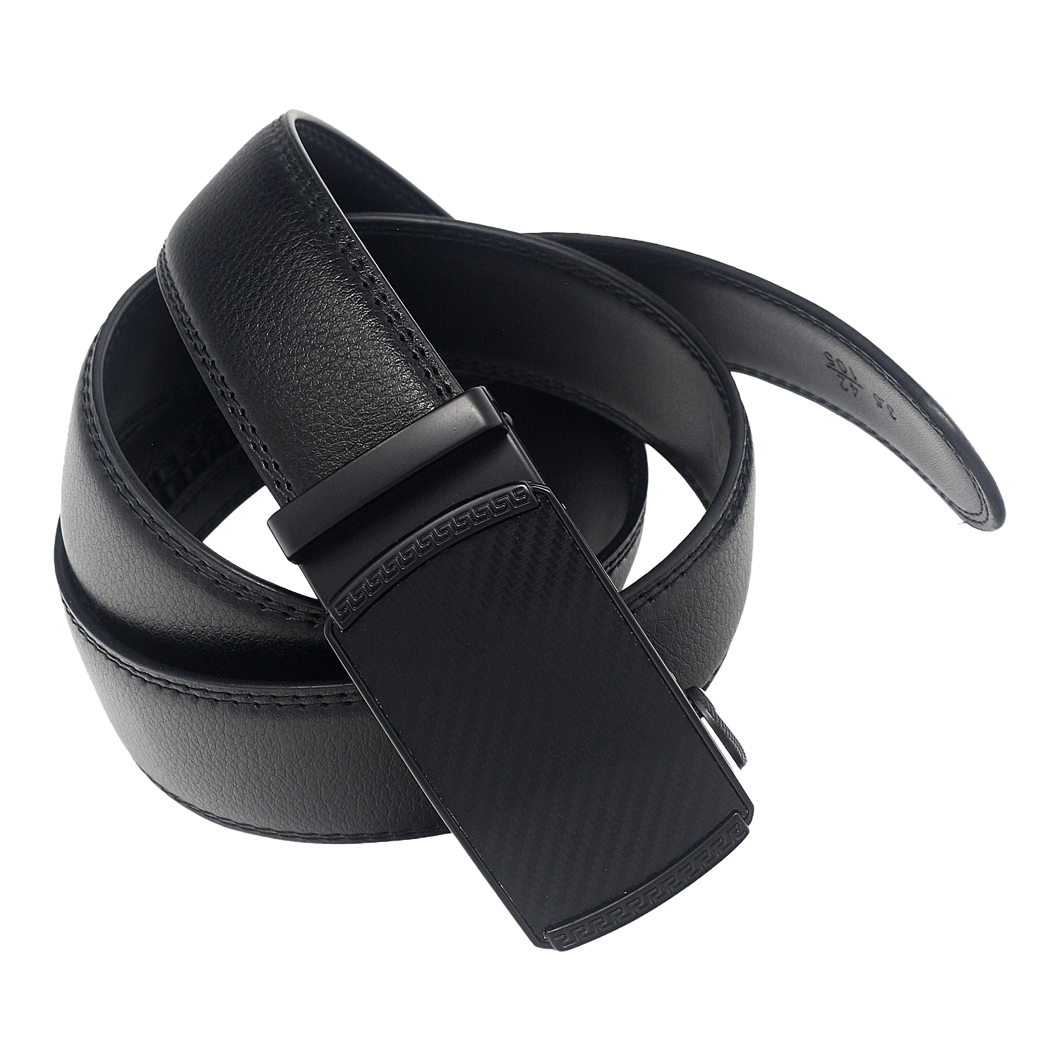 QHA Mens 35mm Ratchet Leather Belt, Dual-Texture Frame Buckle Q51