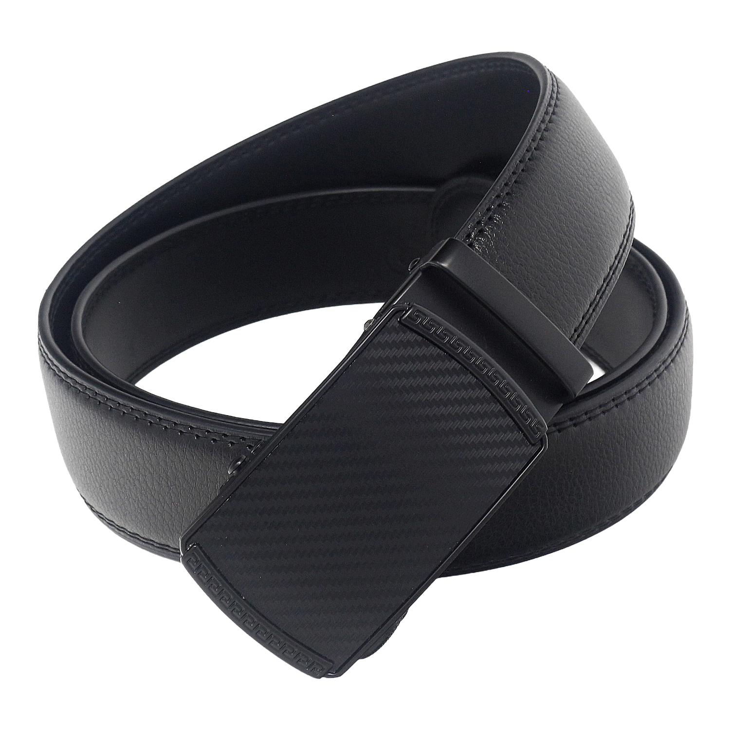 QHA Mens 35mm Ratchet Leather Belt, Dual-Texture Frame Buckle Q51