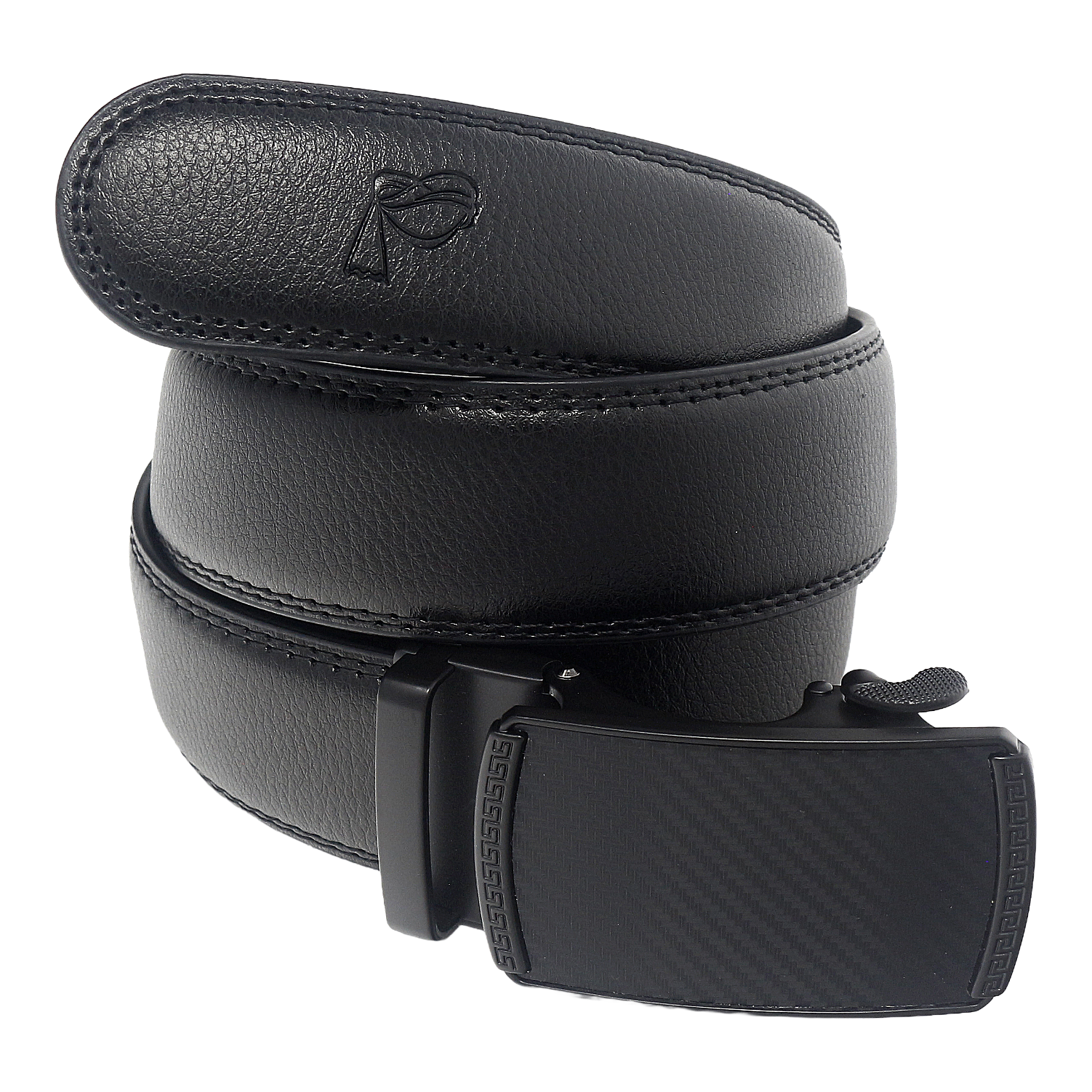 QHA Mens 35mm Ratchet Leather Belt, Dual-Texture Frame Buckle Q51