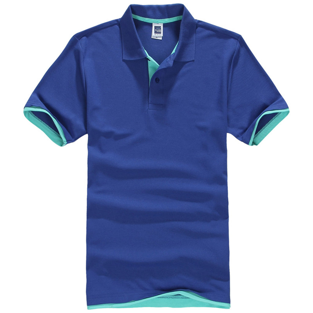 Polo QHA à manches courtes en coton piqué pour homme, bleu/vert