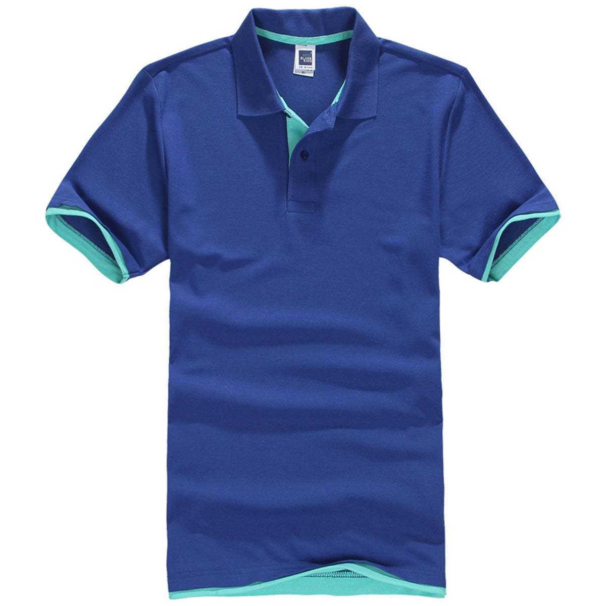 Polo QHA à manches courtes en coton piqué pour homme, bleu/vert