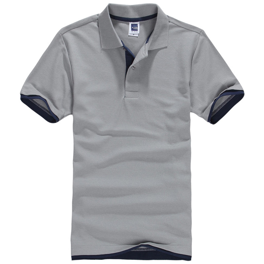 Polo QHA à manches courtes en coton piqué pour homme, gris/bleu marine