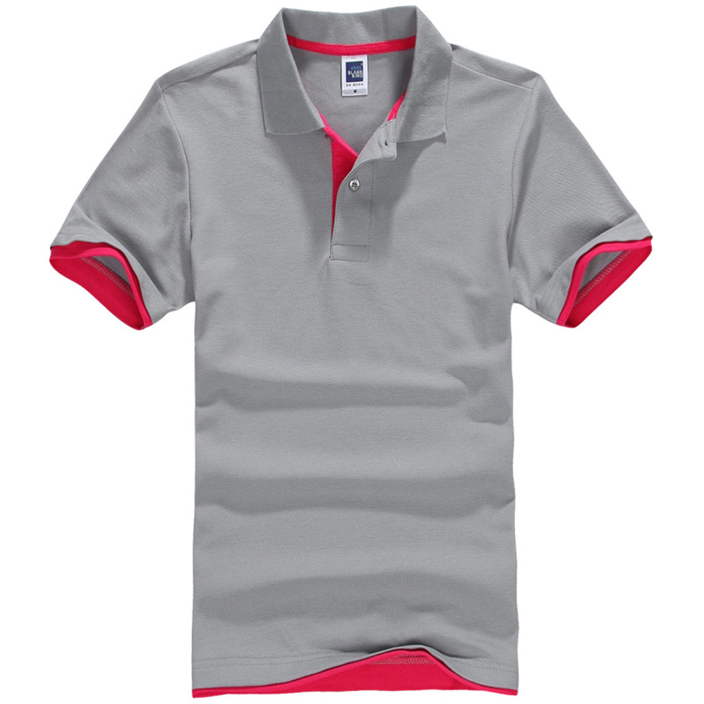 QHA Polo Homme Manches Courtes Coton Piqué Gris/Rose