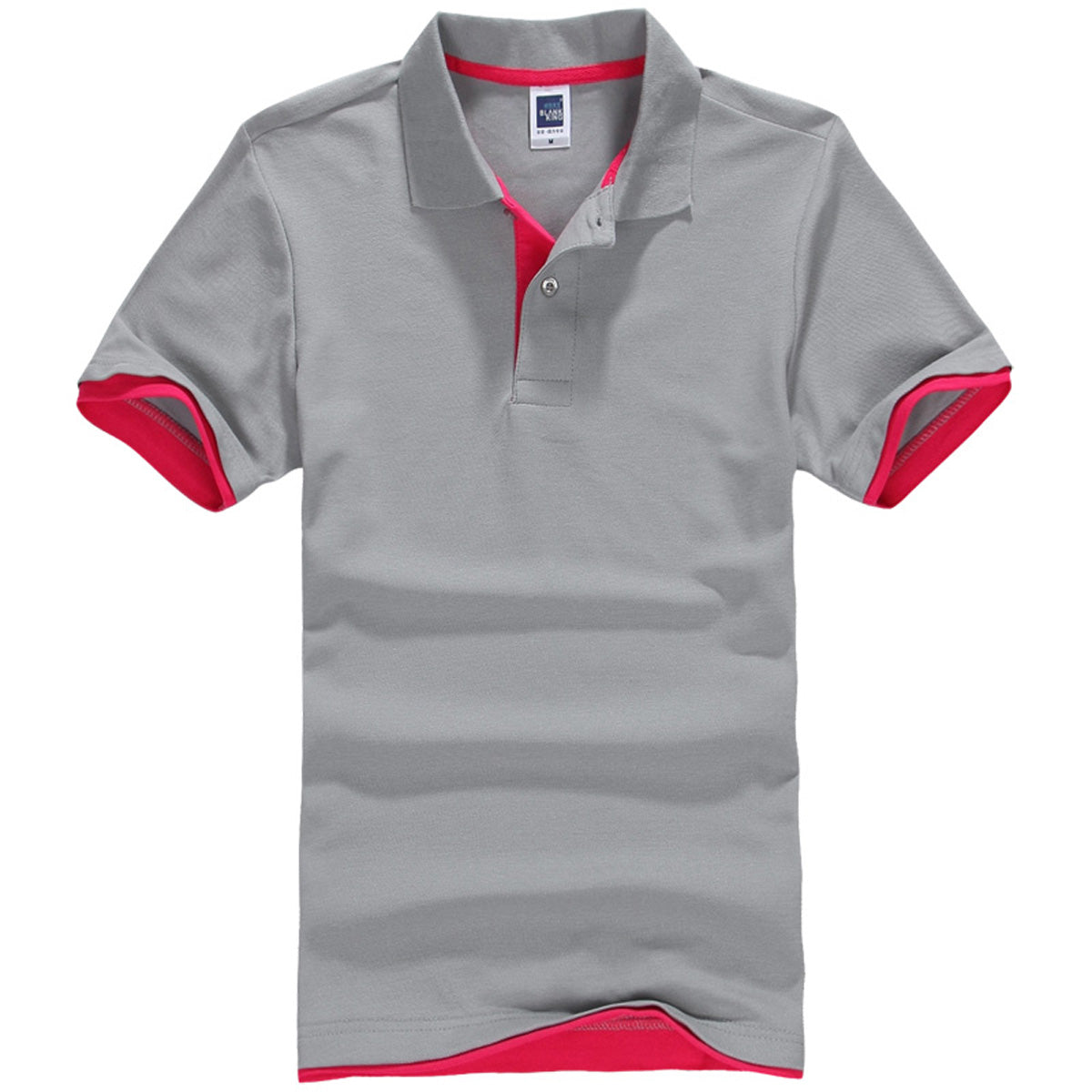 QHA Polo Homme Manches Courtes Coton Piqué Gris/Rose