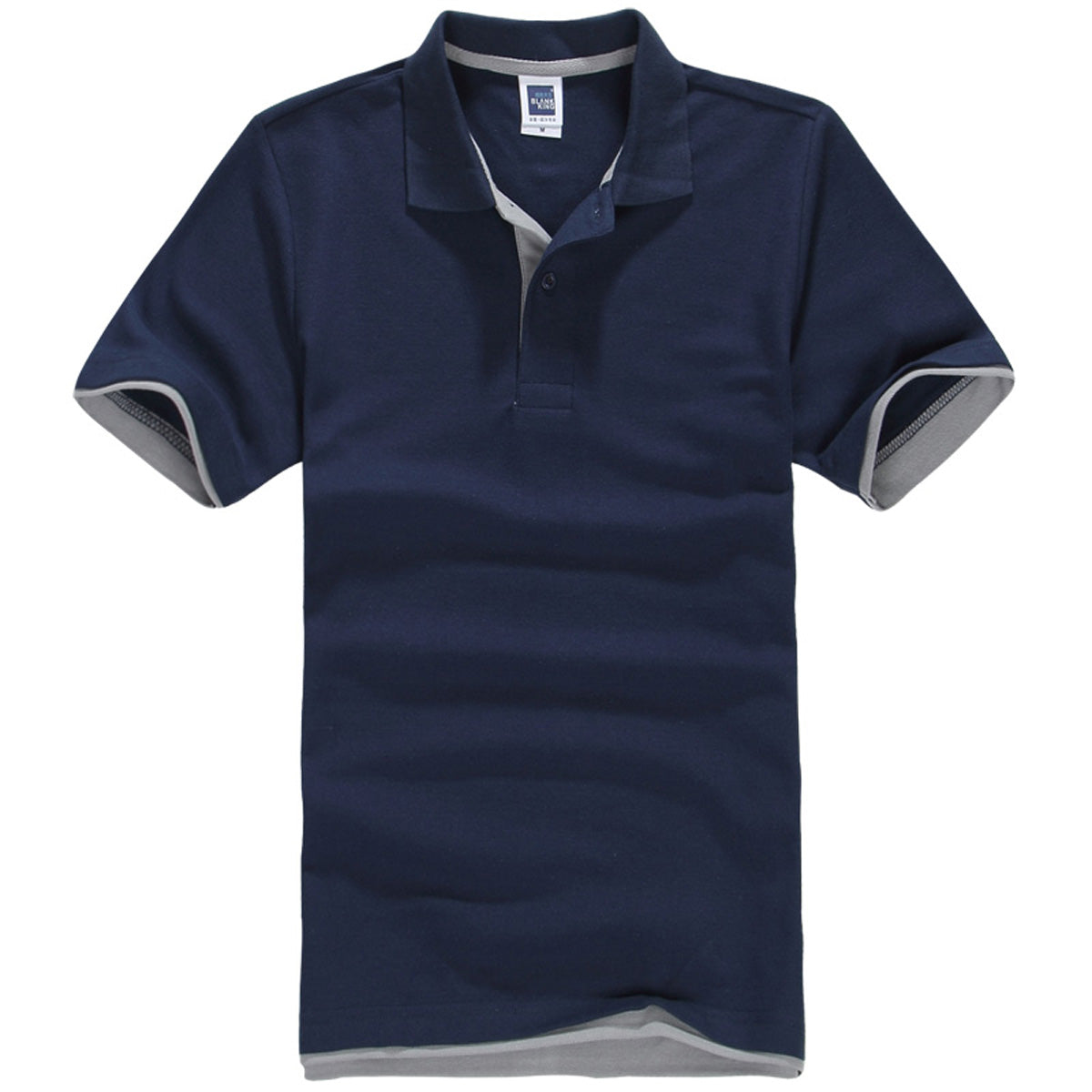 Polo QHA à manches courtes en coton piqué pour homme, bleu marine/gris