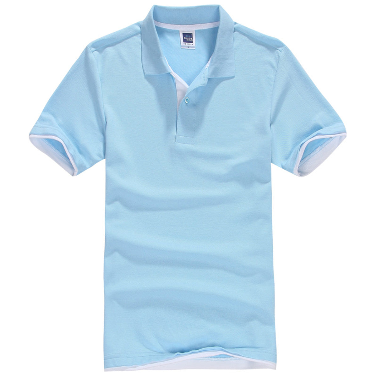 Polo QHA à manches courtes en coton piqué pour homme, bleu ciel/blanc