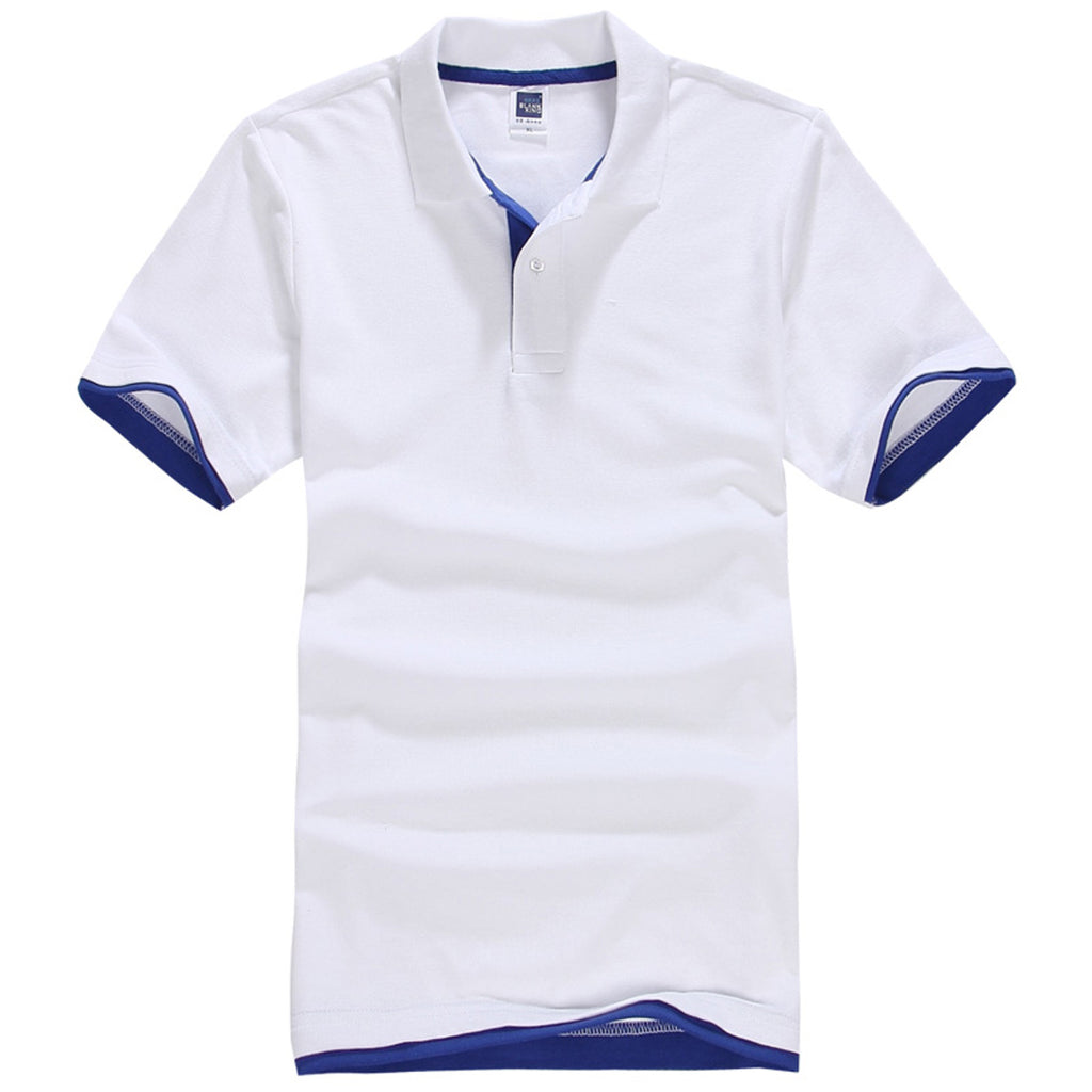 Polo QHA à manches courtes en coton piqué pour homme, blanc/bleu