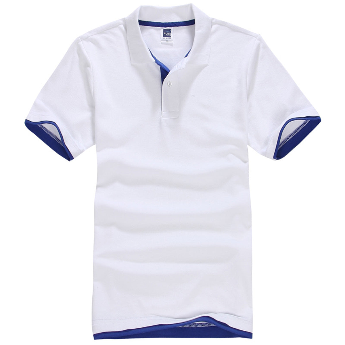 Polo QHA à manches courtes en coton piqué pour homme, blanc/bleu