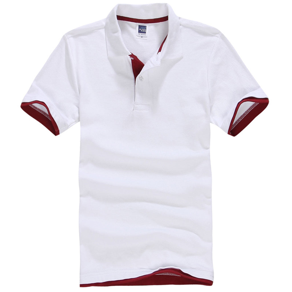 Polo QHA à manches courtes en coton piqué pour homme, blanc/marron