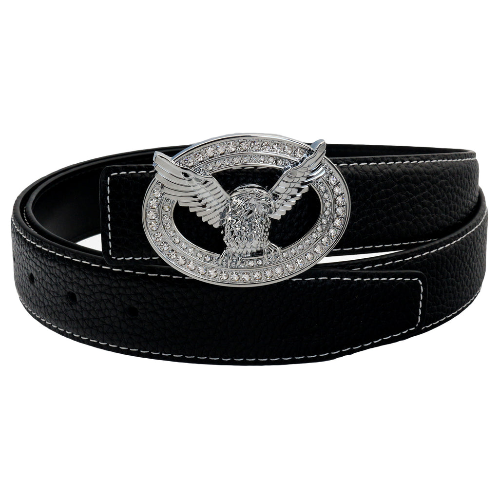 Ceinture en cuir QHA pour homme avec boucle aigle diamant, largeur 32 mm, Q51