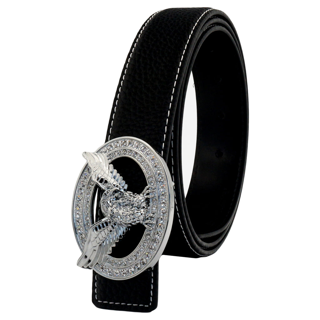 Ceinture en cuir QHA pour homme avec boucle aigle diamant, largeur 32 mm, Q51