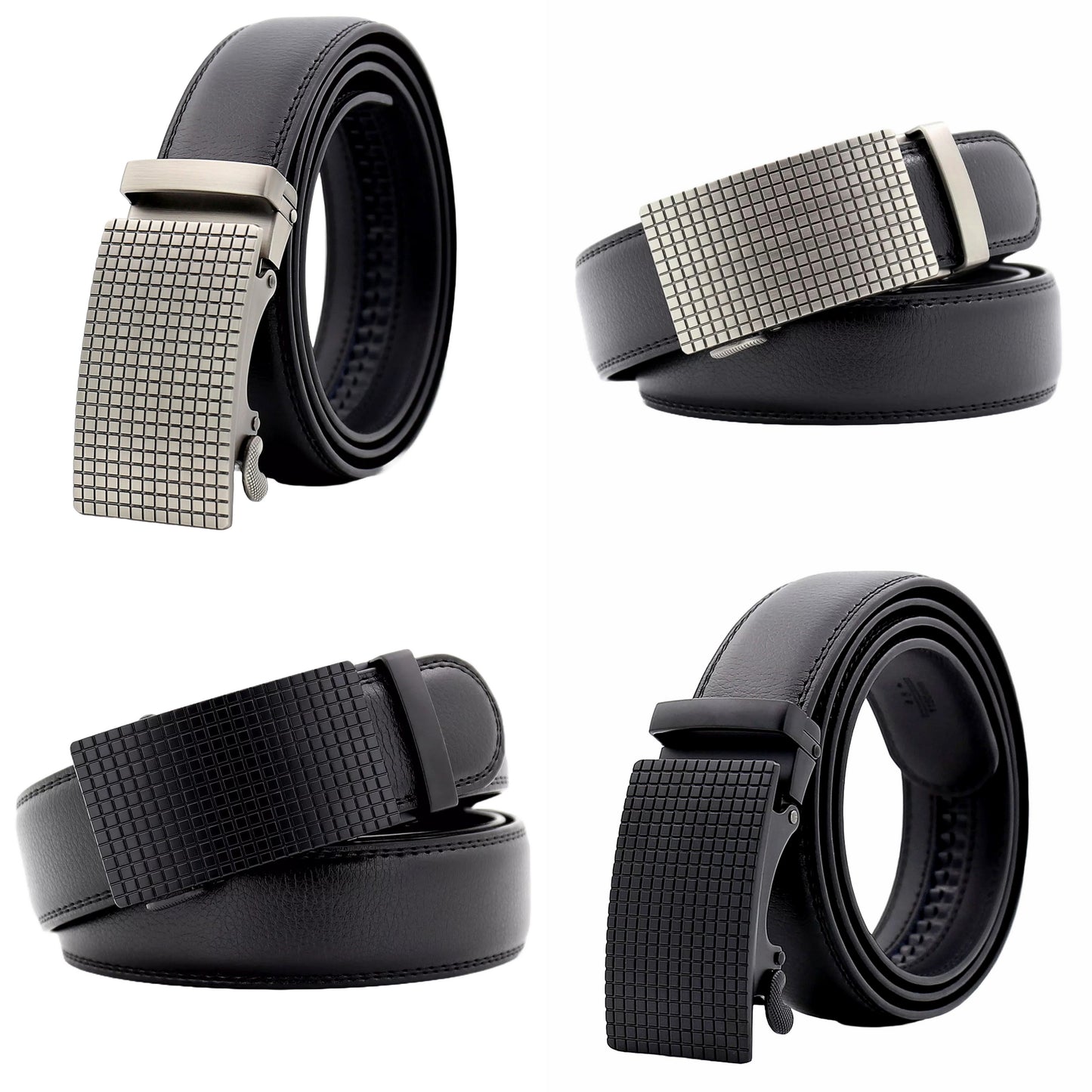 QHA Mens Ratchet Leather Belt Automatic Buckle 35mm Wide Q54